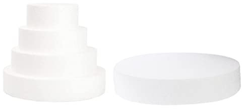 5 Stücke Styropor Torte 5 stöckig Runde Kuchen Cake Scheibe Zylinder Tortendummy Schaum Formen Skulptur Modellierung DIY Hochzeit Kuchen Dekoration Ornamente