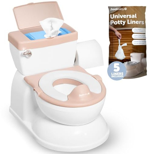 Real Feel Potty with Wipes Storage, Transition Seat & Disposable Liners - Realistic Toilet - Easy to Clean & Assemble - Jool Baby (Pink)