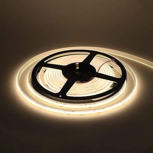 Wisada COB LED Streifen 20m, 24V Wasserdichte IP68 Lichtband, 320LEDs/m Superhell Flexibler Warmweiß Band, Rot/Weiß 2-adrig Lichterketten für Aquarium, Schwimmbad