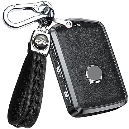 ontto Autoschlüssel Hülle Schlüsselhülle Kompatibel mit Volvo S60 S90 XC40 XC60 XC90 V60 V90 S90 T5 T6 T8 Polestar Fernbedienung Schlüsselanhänger Metall Leder Schlüssel Schutz Etui 4 Taste-A Schwarz