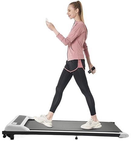 SABUIDDS Laufband Klappbar für Zuhause mit Fernbedienung und LED-Anzeige 1-6km/h Geschwindigkeit Laufband Walking Pad 2.25HP Motor 600W Flexibles Under Desk Treadmill für Büro & Zuhause, Weiß