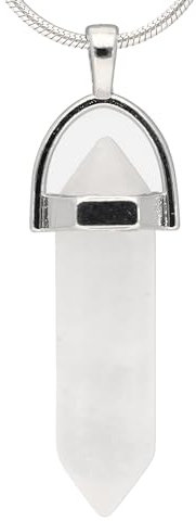 Lebensquelle Plus | Gefasste Doppelspitze | Mit silberfarbener Fassung und Öse (Bergkristall)