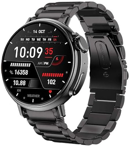 Blueshaweu Métal Compatible avec AMZSA Smartwatch,Bracelet en Acier Inoxydable Compatible avec Bracelet AMZSA GT88 1,52 Pouces Smartwatch (Noir)