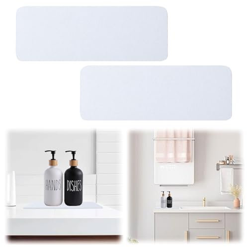2pcs Water Absorbent Diatomite Tray, 8.66x3.15in Water Absorbent Diatomite Coasters Fast Drying Stone Sink Tray Diatomite Soap Dish Water Absorbing Stone for Home Kitchen (White)