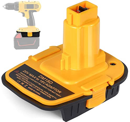 DM18D Adaptateur de batterie pour Dewalt 18 V, remplacement DCA1820 pour DeWalt 20 V et Milwaukee M18 batterie au lithium fonctionne pour les outils sans fil DeWalt 18 V NiCad & NiMh Old avec USB