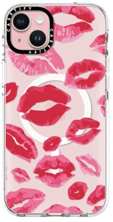 CASETiFY Clear Case for iPhone 15 Plus [Not Yellowing / 6.6ft Drop Protection/Compatible with Magsafe] - Lipstick Kisses - Clear