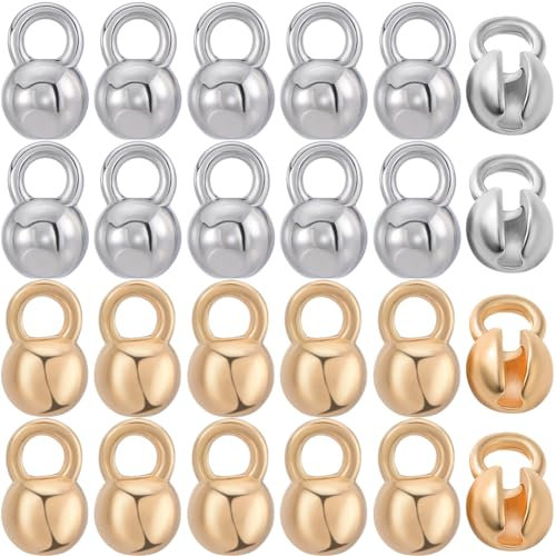 Beebeecraft 1 boîte de 28 embouts de Perles Cache Nœuds en Laiton Plaqué Or 18 carats et Platine 6 mm Embouts de Perles Ouverts à Clapet Rabattables pour la Fabrication de Bijoux DIY