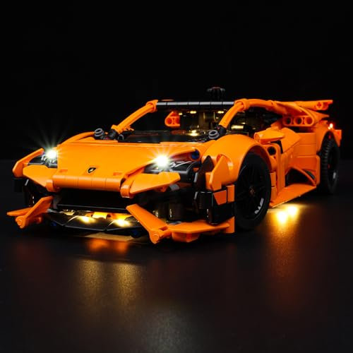 Kyglaring Lego 42196 Kompatibel, Beleuchtung, The LED Lichter Set Entwurf für Lego Technic Lamborghini Huracán Tecnica Orange Advanced Building, für Lego Lamborghini Auto 42196 Modell-Kein Lego