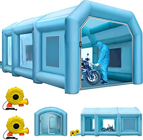 VEVOR Cabine de Peinture Gonflable 9x6x4 m, Tente Pulvérisation Gonflable pour Voiture, avec Système de Filtration avec Souffleur, en Oxford et PVC, Station de Travail de Peinture Automobile, Garage