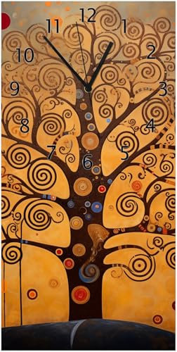 Wallario Design-Wanduhr Baum des Lebens aus Glas, Motiv-Uhr Größe 30 x 60 cm, Schwarze Zeiger