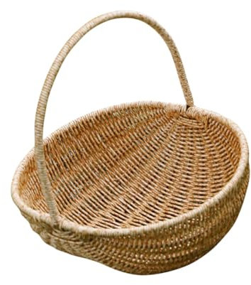 YARNOW Einkaufskorb Geflochten Imitation Rattan Obstkorb Picknickkorb Mit Henkel Weidenkorb Aus Plastik
