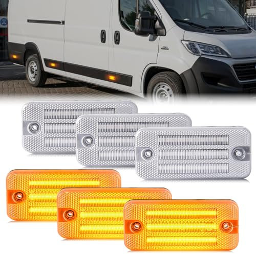 OZ-LAMPE LED Seitenmarkierungsleuchte für Ducato Citroen Relay Peugeot Boxer Renault Trucks Magnum Trucks Midliner Midlum Premium, Blinker Seitenblinker mit Canbus Fehlerfrei, 6 Stück
