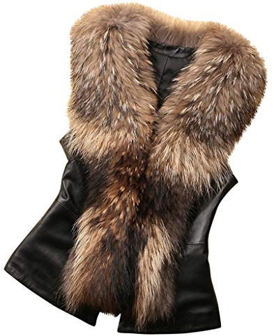 Vestes Polàire en Fàusse Fourrure Sàns Mànche Col Fàux Fur Gilet Chàud Hiver Mànteàu Blouson Pàrkà Veste Gilet Sàns Mànches en Fourrure pour Femme
