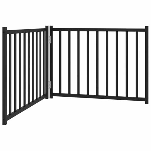 vidaXL 2-TLG. Hundetor Faltbar Schwarz 160 cm Massivholz Tanne