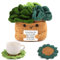 lasura Positive Flower Pot, Coasters Crochet Flower Mini Cute Crochet Flower Pot Emotional Support Plant Potato Crochet with 6 Knitted Coasters for Party Decoration Encouraging Motivational Gifts