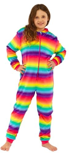 Animal Crazy Onesie Girls Boys Kids Childrens Fleece Onesies Jumpsuit Playsuit One Piece UK Seller - Rainbow - 6/7 Years