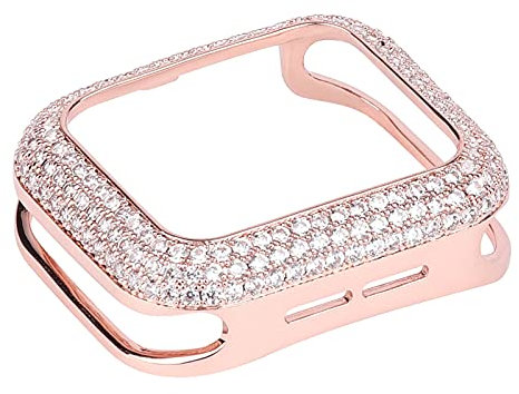 VBPCEFZTLK Diamond Watch Case compatible para un reloj Apple SE 6 5 4 44mm 44mm Reloj Protector Cover Diseño tallado Compatible para IWatch Series 42mm 38mm Caja de reloj, 44mm, Agate