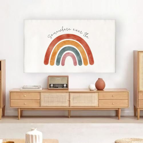 Hixingo Cubierta Antipolvo para TV, Todo Incluido 32 a 85 Pulgadas Universal Funda para Televisor Elástico Protector para Smart TV Cubierta de Televisión Pantalla (55-65 Pulgadas,Arco Iris)