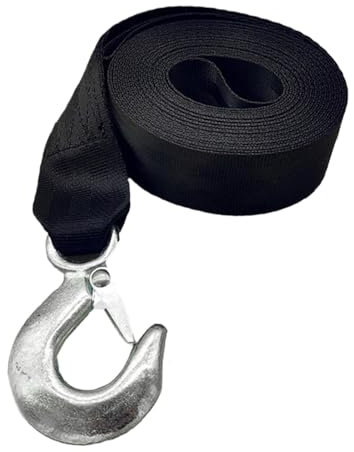 Sangle de treuil pour remorque de bateau - Sangle de treuil robuste avec crochet - Résistance à la rupture de 4 500 kg - Accessoire de treuil manuel - 5,1 x 50,8 cm - Pour le démarrage des skis de