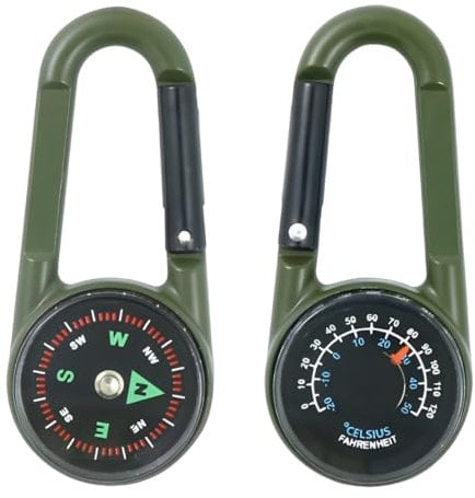 XUZOPIM Brújula 3 En 1 Termómetro Llavero Clip Clip Snap Gancho Aire Libre Camping Senderismo Hebilla Herramienta