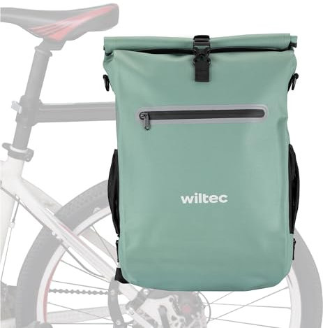 Wiltec Gepäckträgertasche grün, Fahrradtasche Rucksack 20 l Stauraum, Gepäcktasche mit Laptopfach, wasserresistente Fahrrad Tasche