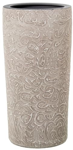 DRW Portaombrelli rotondo in ceramica con onde in crema 25x25x50 cm