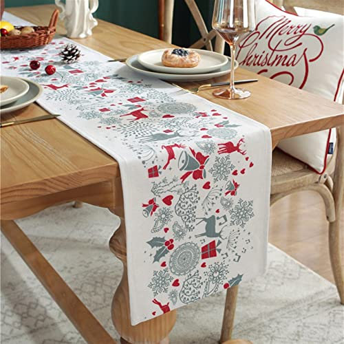 Elegante y lujoso Decoración De Navidad Tabla De Mesa Corredor Verde Árbol De Navidad Grueso Algodón Lino Mesa De Comedor Tabla De Té /TELEVISOR Mantel De Gabinete Regalos navideños(B,30*260cm)