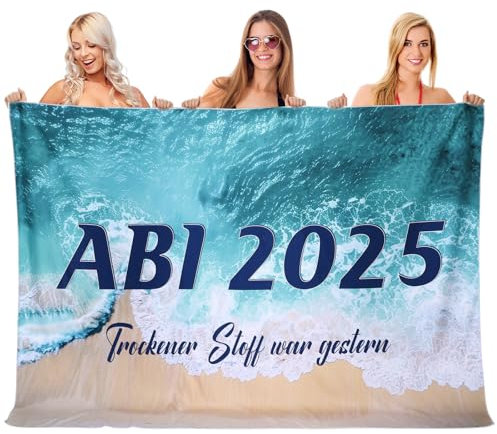 Namalu ABI 2025 Badetuch Extra Groß Geschenke Strandtuch Abitur 2025 Handtuch Strandtücher Duschtuch Badehandtuch Teppich für Abschlussfahrt Geburtstag Dusche Schwimmen(Blau,Strand)