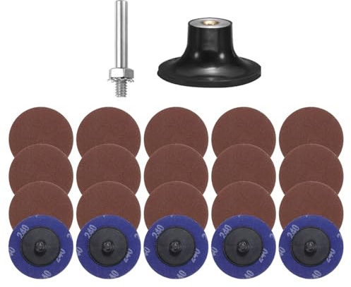 sourcing map 22pcs Quick Change Discs Set 2 Roll Lock Sanding Discs with 1/4 Shank Pad Holder 240 Grit Surface Conditioning Disc for Polish Rust Removal