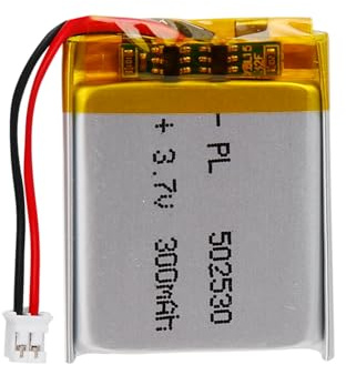 Lithium Polymer Battery 3.7V 300mAh 502530 Lipo Rechargeable Battery Pack with JST Connector for Bluetooth Speakers, Wireless Earbuds, Portable Electronics