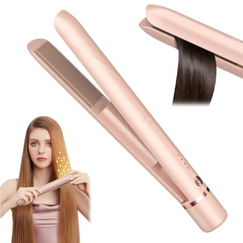 Fer à Lisser Sans Fil, 2 en 1 Lisseur Boucleur Cheveux, Lisseur Cheveux Sans Fil, Portable Mini Lisseur avec USB Rechargeable, 2600 mAh Mini Lisseur de Voyage, Température Réglable, Chauffage Rapide