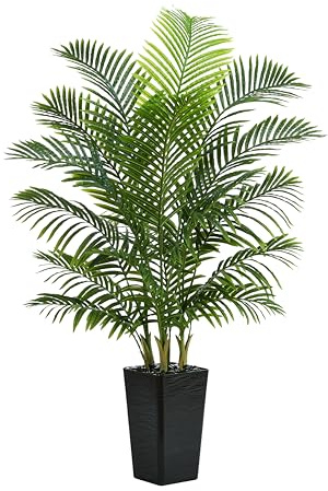 TNGGNT 150cm Künstliche Palmen Pflanzen Groß, Künstliche Pflanzen Wie Echt, Kunstpflanze mit Schwarz Hoher Pflanzer Areca Palme Baum für Wohnzimmer Balkon Schlafzimmer Büro, Fake Kunstpflanze