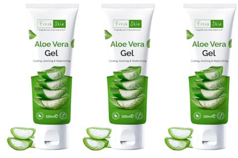 Aloe Vera Gel Tube 100ml (Pack of 3) - 99% Naturally Bio-Active Aloe Vera - Cruelty-Free and Vegan - Cooling, Soothing and Moisturising for All Skin Types
