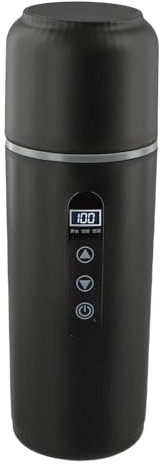 Car Electric Kettle 500Ml, Protable LCD Electric Travel Mug, Double Wall Stainless Steel Travel Mug, For Vehicle 12V 24V USB 5V (Black)