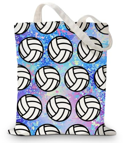 Volleyball Geschenke, Volleyball Thema Handtasche Damen, Canvas Shopper Tasche Damen, Tragbar und Praktisch Tragetasche für Alltag, Einkauf, Reisen, Studium, 40×35CM