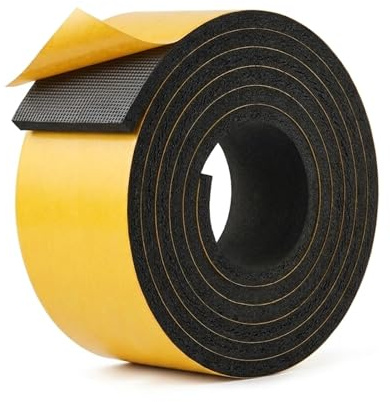 XLTBOMS Bande Mousse Adhésive, Mousse Autocollante - 50mm(L) x6mm(E) x4M | Bande Isolante Adhesive, Néoprène Mousse Etancheite, Joint Mousse Adhésif, Pour Isolation Fenêtre Anti-Froid, Joint Porte