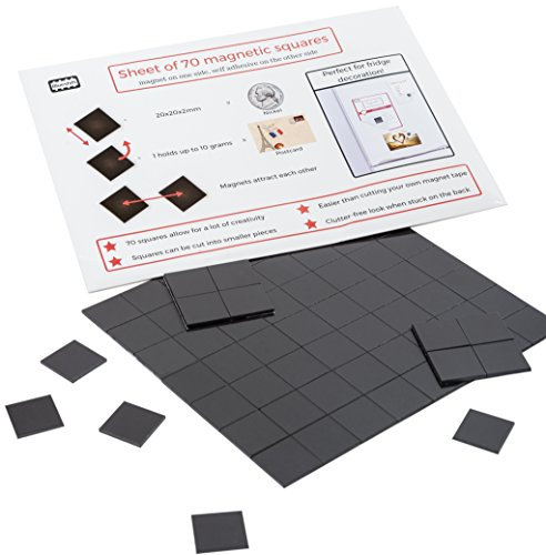 Magnefic! Magnetische Quadrate, 1 Klebebandbogen mit 70 magnetischen Quadraten (je 20 x 20 x 2 mm), Magnet auf der einen Seite, selbstklebend auf der anderen Seite Perfekt für Kühlschrankorganisation,