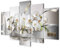 B&D XXL - Wandbilder XXL Blumen Orchidee 225x112cm 5 tlg - Wand Deko Leinwand Bilder Groß Wanddeko Wohnzimmer Schlafzimmer Kunstdrucke - Abstrakt Natur grau a-A-0004-b-n