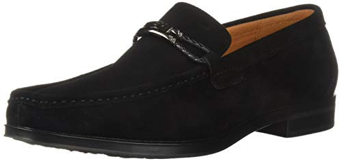 Stacy Adams - Mocassins Neville à Enfiler - sans Lacets - Type MOC-Toe (Couture sur Le Dessus du Pied) - pour Homme, Noir (Daim Noir), 45 EU