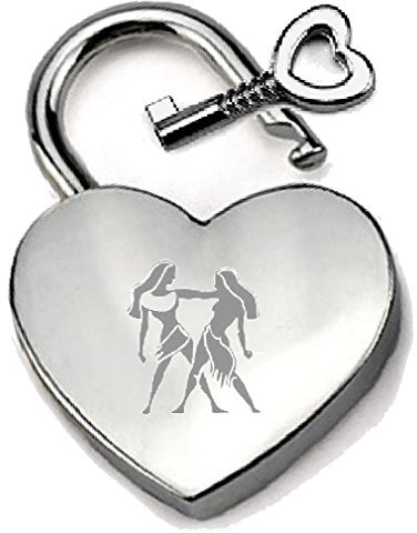 Argenté Cœur Cadenas personnalisé Gemini gravé