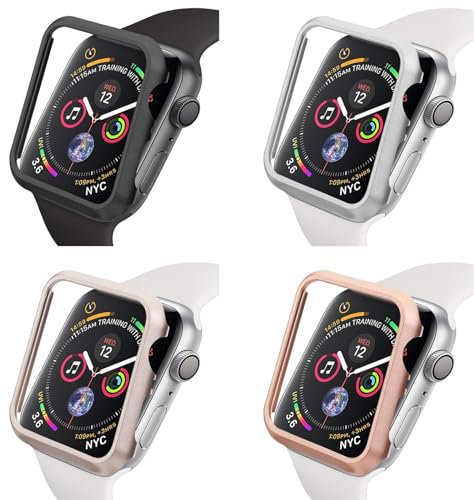 Aluminium Schutzhülle kompatibel mit Apple Watch 40mm ohne Displayglas, iWatch Zubehör Alu Metall Hülle Case Bumper Displayschutz Series 4 5 6 & SE (40mm Schwarz ohne Displayschutz)
