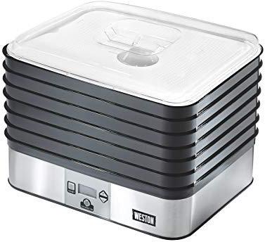 Weston Digital Plus Food Dehydrator for Fruit and Jerky, Vegetables and More, 6 Trays (7.4 sq. ft.), Adjustable Temperature, Black (75-0450-W)