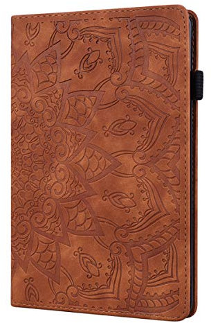 LMFULM® Hülle für Huawei MediaPad M5 (8,4 Zoll) PU Lederhülle Smart Case Ständer Schutzhülle Flip Cover Prägung Mandala Braun