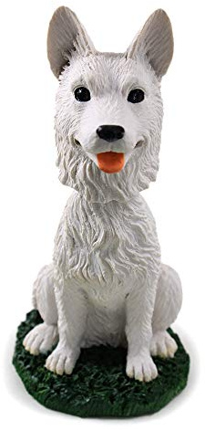 Deutscher Schäferhund Weißer Hund Wackelkopf Figur für Auto Armaturenbrett Schreibtisch Spaß Zubehör