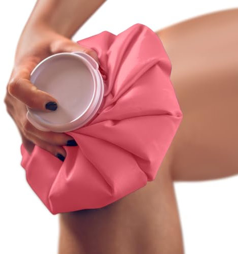 Poche de Glace Genou et Cheville Conçue par des Médecins, Poche de Froid ou Chaud, Compresse Réutilisable et Etanche avec Bouchon Anti-Fuite, Matériaux Durables (M, Rose)