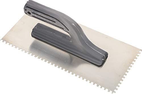 KOTARBAU® Edelstahl Glättkelle 270 x 128 mm mit Zahnung 4x4 mm Zahnkelle zum Verlegen von Fliesen Glättscheibe Traufel Edelstahlkelle mit Kunststoffgriff unentbehrlich beim Fliesen