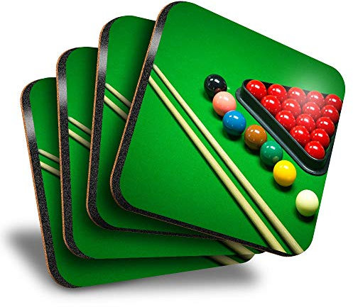 Destination Vinyl ltd Tolle Untersetzer (4er-Set) quadratisch – Snooker-Spielbälle Pool Billard Getränke-Untersetzer / Tischschutz für jeden Tisch #16452
