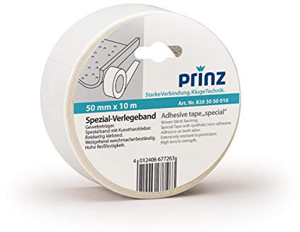 Carl Prinz Spezial-Klebeband für Sockelleisten – beidseitig klebend – 10 m, weiß, Breite: 50 mm