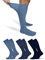 OCERA 3x Kniestrumpf Unisex für Diabetiker geeignet und ohne drückenden Gummibund Blau Mix Gr. 47-50