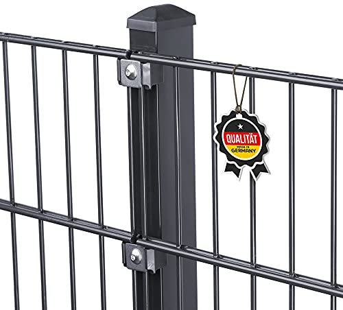 TerraUno - Doppelstabmattenzaun Komplettset - Modell Meru I Höhe 100,6cm I Länge 4m I Anthrazit RAL 7016 I Made in Germany I Zaunset in verschiedenen Größenvarianten